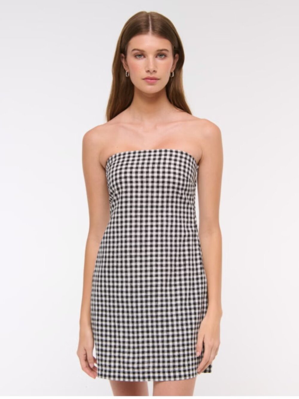 Abercrombie & Fitch Scarlett Strapless Linen-Blend Skort Gingham Dress
